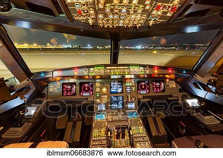 Stock Photograph - Cockpit of a Germanwings Airbus A319 with the registration D-AKNK at Stuttgart Airport (STR), Stuttgart, Germany, Europe. Fotosearch