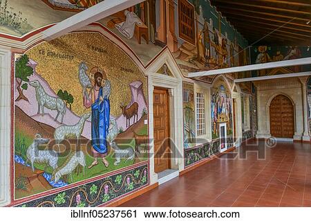 Corridor, painting, mosaics, Kykkos Monastery, Cyprus, Europe View Large Photo Image Stock Image - Corridor, painting, mosaics, Kykkos Monastery, Cyprus, Europe. Fotosearch