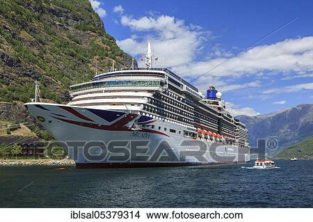 Cruise ship Arcadia in Aurlandsfjords, Flam Development, Norway, Europe View Large Photo Image Picture - Cruise ship Arcadia in Aurlandsfjords, Flam Development, Norway, Europe. Fotosearch