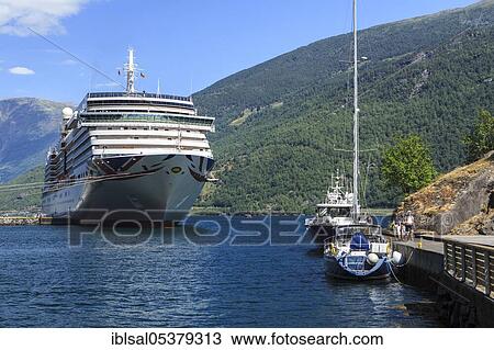 Cruise ship Arcadia in Aurlandsfjords, Flam Development, Norway, Europe View Large Photo Image Stock Image - Cruise ship Arcadia in Aurlandsfjords, Flam Development, Norway, Europe. Fotosearch