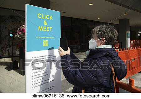 Customer scans QR code, Click & Meet Shopping with QR code, digital contact tracking in retail, Corona crisis, Stuttgart, Baden-Württemberg, Germany, Europe View Large Photo Image Stock Photograph - Customer scans QR code, Click & Meet Shopping with QR code, digital contact tracking in retail, Corona crisis, Stuttgart, Baden-Württemberg, Germany, Europe. Fotosearch