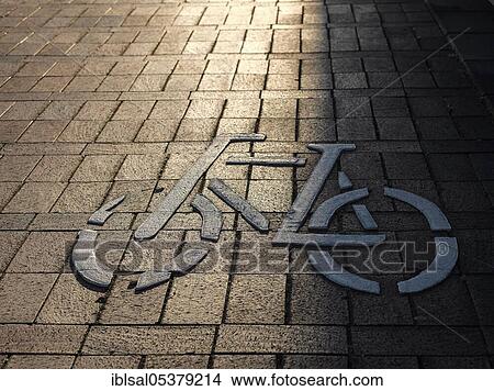 Cycle path marking, asphalt marking, Hamburg, Germany, Europe View Large Photo Image Picture - Cycle path marking, asphalt marking, Hamburg, Germany, Europe. Fotosearch