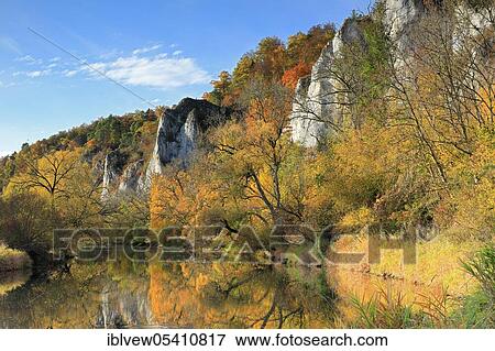 Stock Photo - Danube, limestone rock, Upper Danube nature park Park, Baden-Württemberg, Germany, Europe. Fotosearch