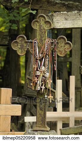 Stock Photo - Decorated cast iron cross, sacred mountain Grabarka, Swieta Gora Garbarka, Poland, Europe. Fotosearch