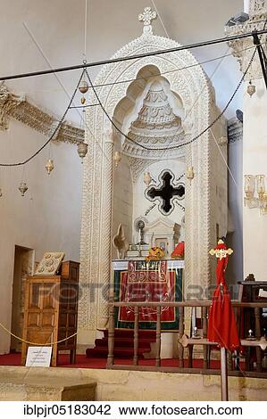 Stock Image - Deyrulzafaran Monastery, Anatolia, Mesopotamia, altar in main church, Mardin, Turkey, Asia. Fotosearch
