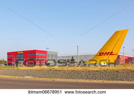 Stock Image - DHL Hub Leipzig Airport Halle LEJ Airport Aircraft vertical tail, Leipzig, Germany, Europe. Fotosearch
