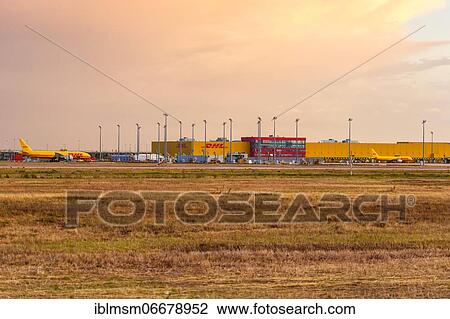 Stock Image - DHL Hub Leipzig Halle LEJ Airport aircraft, Leipzig, Germany, Europe. Fotosearch