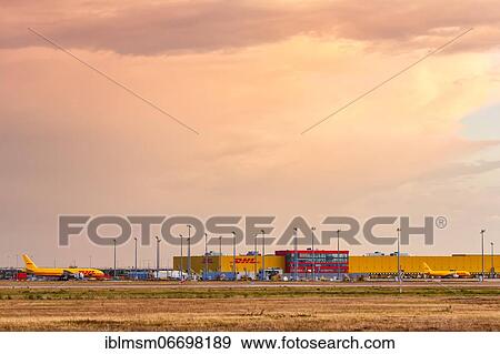 Stock Photo - DHL Hub Leipzig Halle LEJ Airport aircraft, Leipzig, Germany, Europe. Fotosearch