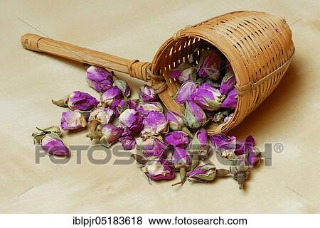 Dried rosebuds in bamboo tea strainer View Large Photo Image Stock Photo - Dried rosebuds in bamboo tea strainer. Fotosearch