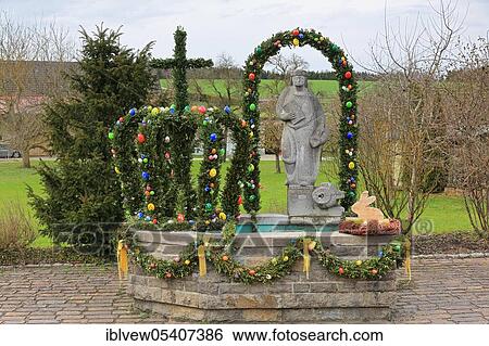 Easter fountain, fountain, Engelswies, Upper Danube nature park Park, Baden-Württemberg, spring, Germany, Europe View Large Photo Image Stock Photograph - Easter fountain, fountain, Engelswies, Upper Danube nature park Park, Baden-Württemberg, spring, Germany, Europe. Fotosearch