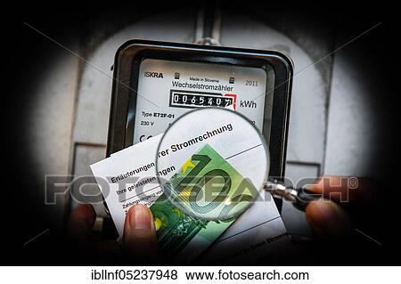 Electricity meter, electricity consumption, electricity costs, 100 euro bill View Large Photo Image Stock Photo - Electricity meter, electricity consumption, electricity costs, 100 euro bill. Fotosearch