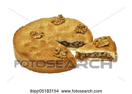 Picture - Engadine nut cake, cake, walnut, short pastry with caramel and walnuts. Fotosearch