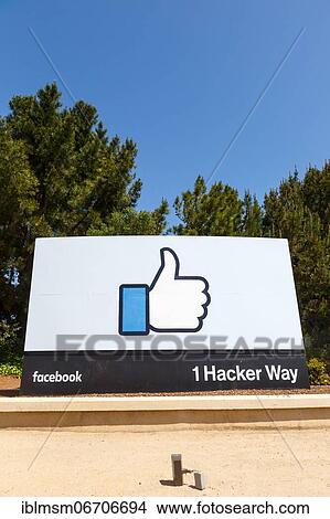 Facebook headquarters HQ with the thumbs up logo in Menlo Park, USA, North America View Large Photo Image Picture - Facebook headquarters HQ with the thumbs up logo in Menlo Park, USA, North America. Fotosearch