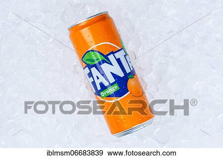 Fanta Orange lemonade soft drink beverage in beverage can ice cube ice cubes, Germany, Europe View Large Photo Image Stock Photo - Fanta Orange lemonade soft drink beverage in beverage can ice cube ice cubes, Germany, Europe. Fotosearch