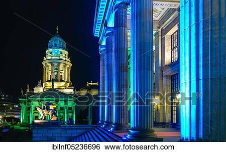 Festival of Lights, Concert Hall, German Cathedral, Gendarmenmarkt, Mitte, Berlin, Germany, Europe View Large Photo Image Stock Photograph - Festival of Lights, Concert Hall, German Cathedral, Gendarmenmarkt, Mitte, Berlin, Germany, Europe. Fotosearch