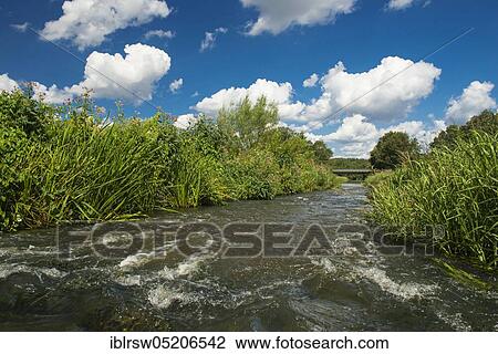 Stock Image - Fish ladder, Hunte near Goldenstedt, Oldenburger Land, Lower Saxony, Germany, Europe. Fotosearch
