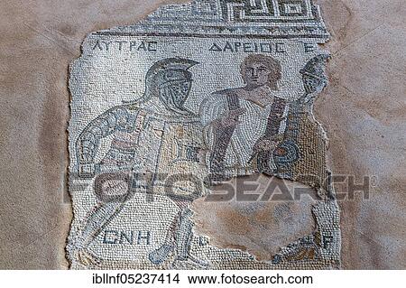 Floor mosaic, House of Gladiators, excavation site site, Kourion, Cyprus, Europe View Large Photo Image Picture - Floor mosaic, House of Gladiators, excavation site site, Kourion, Cyprus, Europe. Fotosearch
