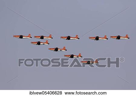 Stock Photo - Formation flight, Swiss aerobatic squadron Patrouille Suisse, Swiss Air Force, Rapperswil, Canton St. Gallen, Switzerland, Europe. Fotosearch