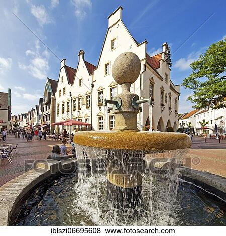 Fountain at the market place and the old town hall, Haltern am See, Ruhr area, North Rhine-Westphalia, Germany, Europe View Large Photo Image Stock Photo - Fountain at the market place and the old town hall, Haltern am See, Ruhr area, North Rhine-Westphalia, Germany, Europe. Fotosearch