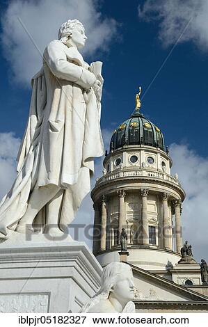 Stock Photo - French Cathedral, Schiller Monument, Gendarmenmarkt, Berlin, Germany, Europe. Fotosearch