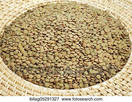 Stock Photo - French lentils (lens esculenta) called St. flour Blonde lentils. Fotosearch