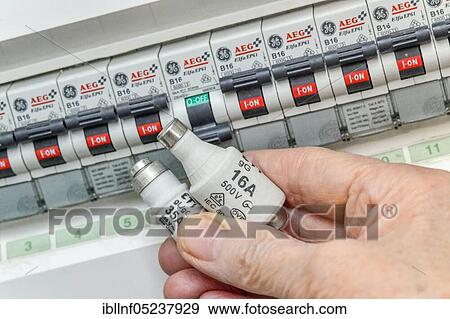 Fuse box, circuit breaker, fuses View Large Photo Image Stock Photo - Fuse box, circuit breaker, fuses. Fotosearch