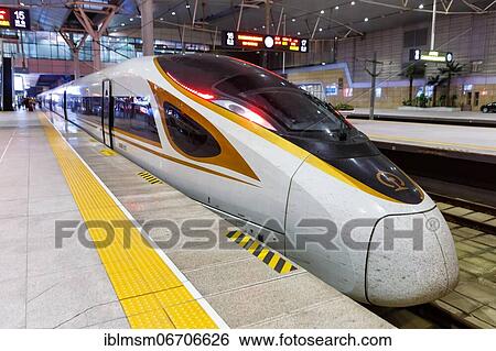 Fuxing high speed train HGV in Tianjin station, China, Asia View Large Photo Image Stock Photograph - Fuxing high speed train HGV in Tianjin station, China, Asia. Fotosearch