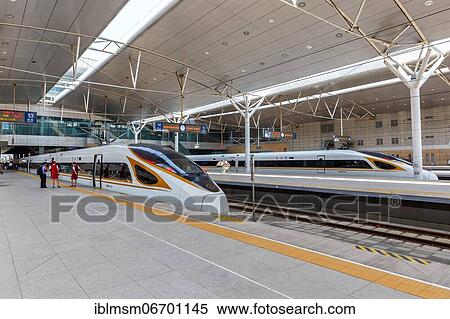 Fuxing High Speed Train Trains HGV Tianjin Station, Tianjin, China, Asia View Large Photo Image Stock Photography - Fuxing High Speed Train Trains HGV Tianjin Station, Tianjin, China, Asia. Fotosearch