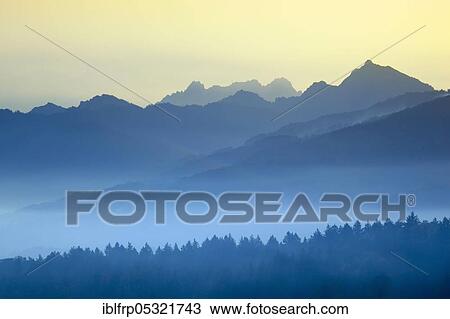 Stock Image - Glarner Alps with Mürtschenstock, view from Wädenswil, Switzerland, Europe. Fotosearch