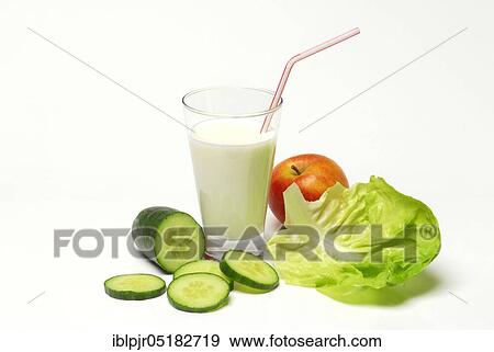 Glass of buttermilk, cucumber, lettuce leaf and apple, milk, straw, lettuce, lettuce, cucumber View Large Photo Image Stock Photo - Glass of buttermilk, cucumber, lettuce leaf and apple, milk, straw, lettuce, lettuce, cucumber. Fotosearch
