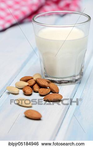 Glass of milk and almonds( Prunus dulcis), sweet almond View Large Photo Image Stock Photograph - Glass of milk and almonds( Prunus dulcis), sweet almond. Fotosearch