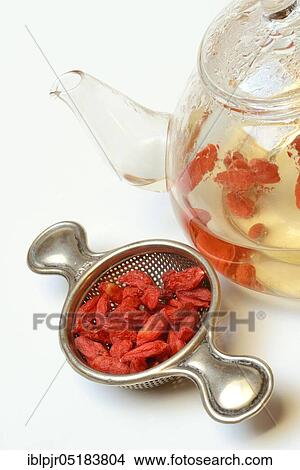 Goji berry ( Lycium barbarum) in bowl, mean, tea, tea strainer View Large Photo Image Picture - Goji berry ( Lycium barbarum) in bowl, mean, tea, tea strainer. Fotosearch