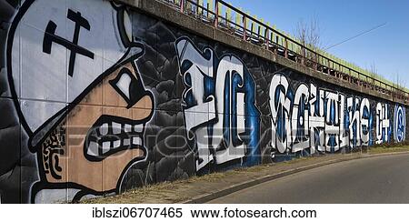 Graffiti at exit 17 on the A 42 Gelsenkirchen-Schalke, Schalker Meile, Gelsenkirchen, Ruhr Area, North Rhine-Westphalia, Germany, Europe View Large Photo Image Stock Photography - Graffiti at exit 17 on the A 42 Gelsenkirchen-Schalke, Schalker Meile, Gelsenkirchen, Ruhr Area, North Rhine-Westphalia, Germany, Europe. Fotosearch