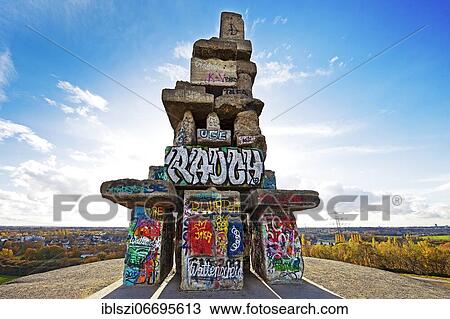 Graffiti on the sky stairs, Rheinelbe slagheap, Gelsenkirchen, Ruhr area, North Rhine-Westphalia, Germany, Europe View Large Photo Image Stock Image - Graffiti on the sky stairs, Rheinelbe slagheap, Gelsenkirchen, Ruhr area, North Rhine-Westphalia, Germany, Europe. Fotosearch