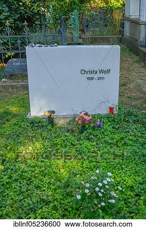 Stock Image - Grave, Christa Wolf, Dorotheenstädtischer cemetery, Chausseestrasse, Mitte, Berlin, Germany, Europe. Fotosearch