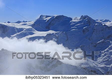 Stock Image - Gwächtenhorn and animal mountains, view from Titlis, Bernese Alps, Switzerland, Europe. Fotosearch