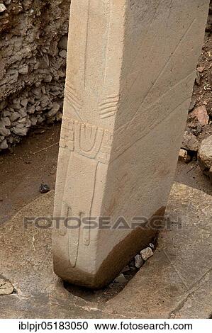 Stock Image - Göbekli Tepe, Mesopotamia, site, stone-age mountain sanctuary from the 10th to 9th millennium BC, pillars with relief, excavation site, archaeology, prehistoric, Sanliurfa, south-east Anatolia, Turkey, Asia. Fotosearch