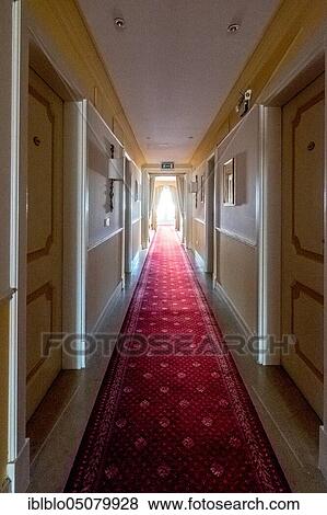Stock Photo - Hallway and room doors at Catania Hotel, San Giovanni la Punta, Southern Italy, Sicily, Italy, Europe. Fotosearch