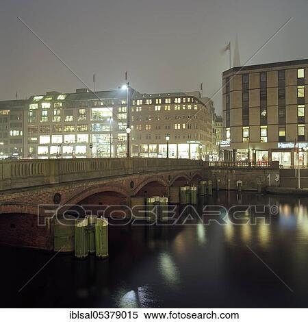 Hamburg on Jungfernstieg at night, Germany, Europe View Large Photo Image Stock Photography - Hamburg on Jungfernstieg at night, Germany, Europe. Fotosearch
