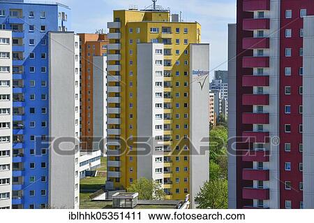 Stock Image - High-rise buildings, Magistratsweg and Obstallee, Obstallee-Siedlung and Rudolf-Wissel-Siedlung, Staaken, Spandau, Berlin, Germany, Europe. Fotosearch