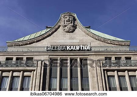 Stock Photograph - Historical department store facade, Galeria Kaufhof Königsallee, Kö, Düsseldorf, North Rhine-Westphalia, Germany, Europe. Fotosearch