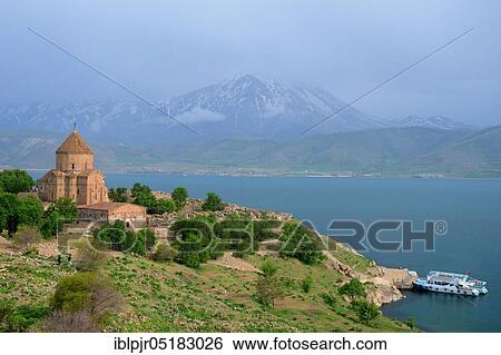 Stock Photograph - Holy Cross Church, Eastern Turkey, Eastern Anatolia, Ahtamar Island, Van Lake, Van Lake, Akdamar Island, Aghtamar Island, Ahtamar, Church of the Holy Cross, Turkey, Asia. Fotosearch