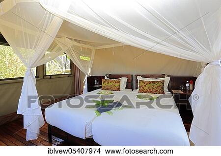 Hotel bed, Safari tent, Lodge, Hotel, Mosquito net, Safari, Okavango Delta, Botswana, Africa View Large Photo Image Picture - Hotel bed, Safari tent, Lodge, Hotel, Mosquito net, Safari, Okavango Delta, Botswana, Africa. Fotosearch