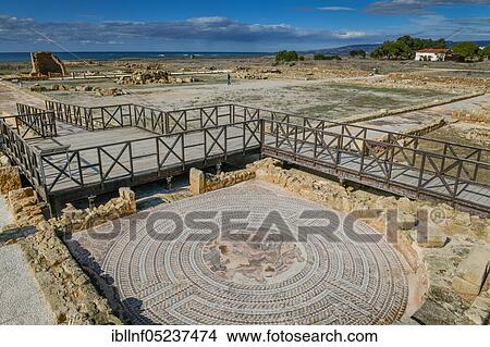 Picture - House of Theseus, excavation site, Archaeological Park, Paphos, Cyprus, Europe. Fotosearch