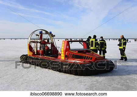 Hovercraft of the fire brigade on the frozen lake, Steinhude, Wunstorf, Steinhuder Meer, Lower Saxony, Germany, Europe View Large Photo Image Stock Image - Hovercraft of the fire brigade on the frozen lake, Steinhude, Wunstorf, Steinhuder Meer, Lower Saxony, Germany, Europe. Fotosearch