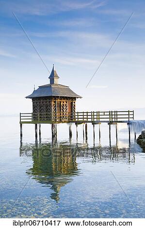 Iced bathhouse, Lake Neuchâtel, Gorgier, Neuchâtel, Switzerland, Europe View Large Photo Image Stock Photo - Iced bathhouse, Lake Neuchâtel, Gorgier, Neuchâtel, Switzerland, Europe. Fotosearch