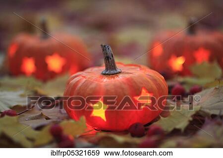 Stock Photo - Illuminated pumpkin. Fotosearch