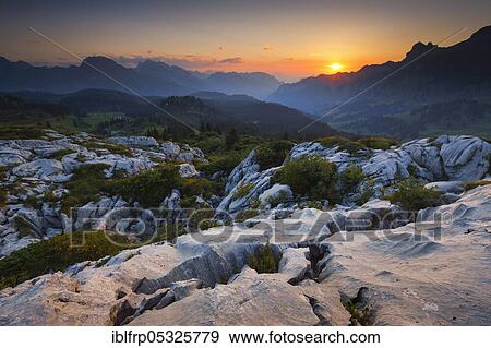 Stock Photo - Karst landscape at the Pragelpass, Schwyz, Switzerland, Europe. Fotosearch