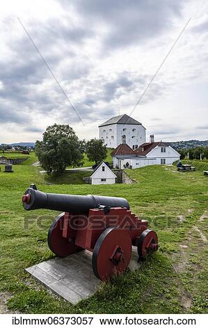 Stock Photo - Kristiansten Fortress, Cannon, Trondheim, Trøndelag, Norway, Europe. Fotosearch