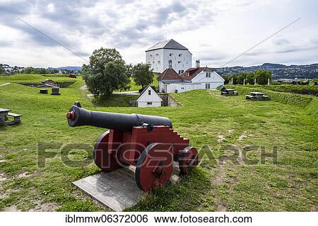 Stock Photograph - Kristiansten Fortress, Cannon, Trondheim, Trøndelag, Norway, Europe. Fotosearch